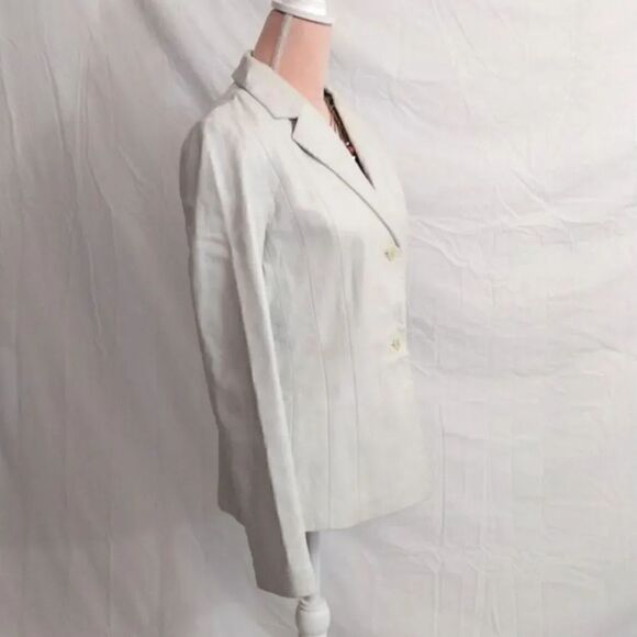 VTG 80s Margaret Godfrey White Leather Patchwork Fitted Jacket Size 6 *Small - Picture 7 of 15